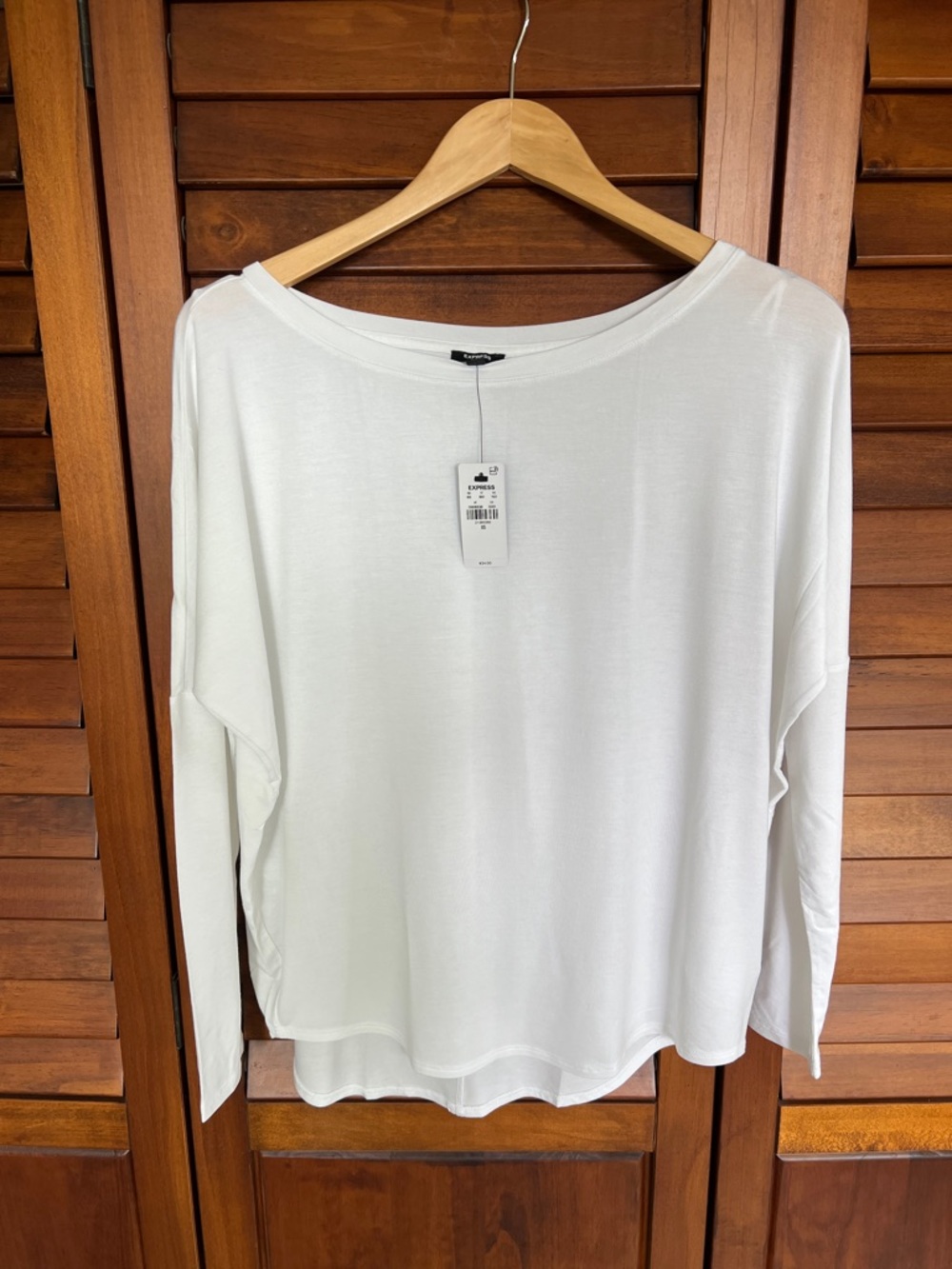 Express White Boatneck Long-Sleeve Top